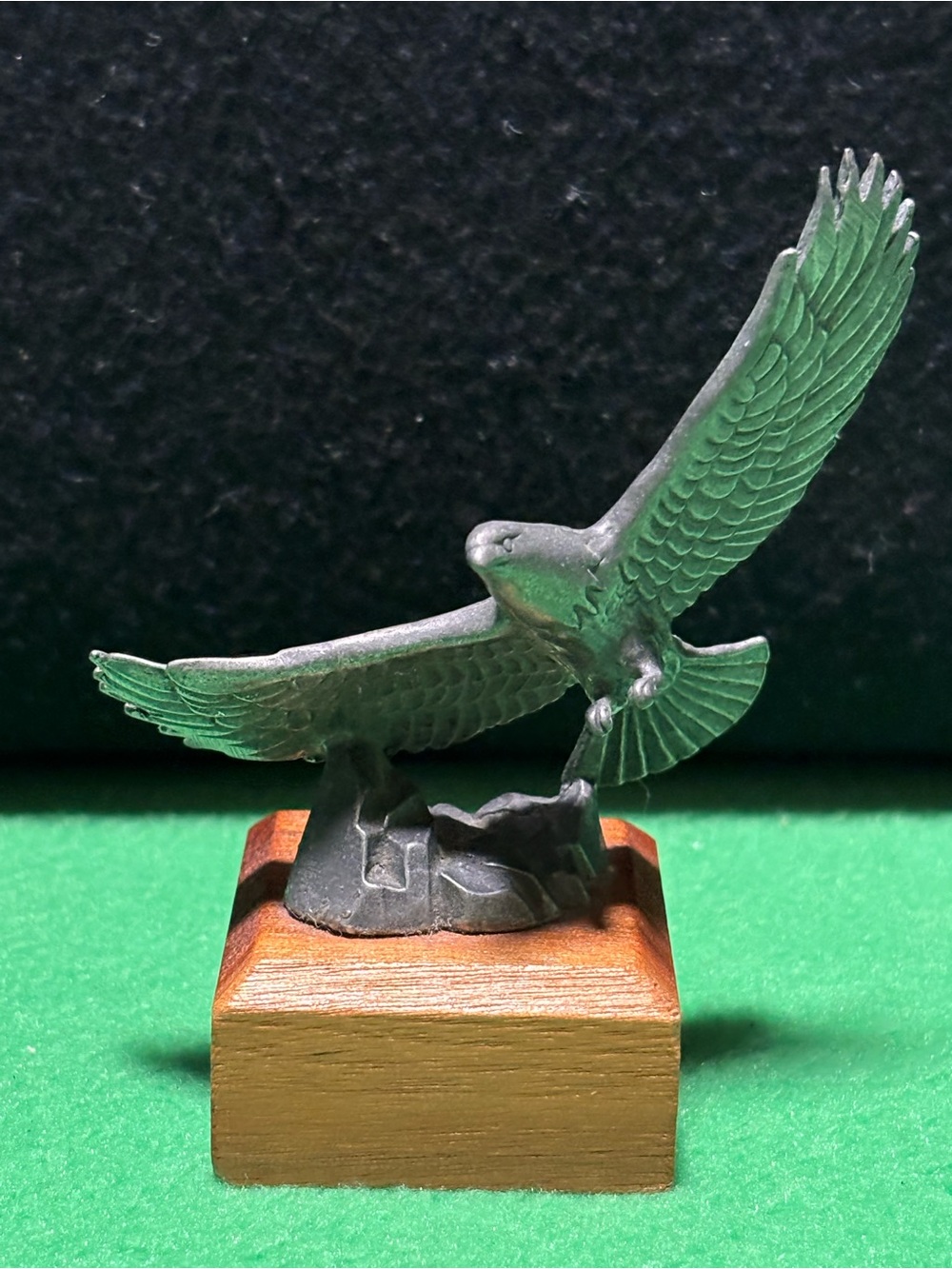 Vintage 1988 American Airlines Eagle Figure On Wooden Base Pewte